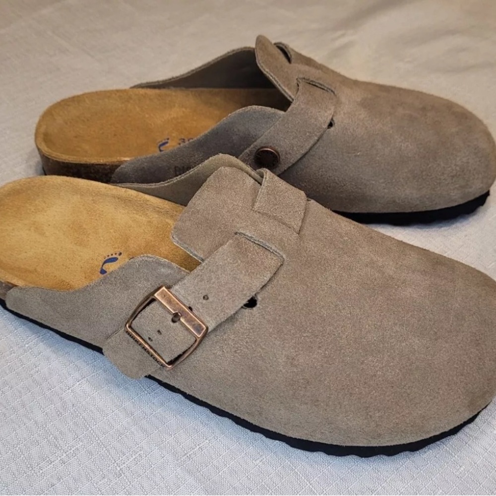 Birkenstock Boston Soft Footbed Suede Leather Taupe US Women’s 8 Men’s 6 EU39